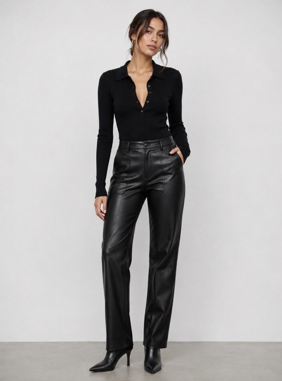 Aritzia Wilfred Free Lucy Faux Leather Pants Sz 8 Quiet Luxury Capsule Edgy Chic